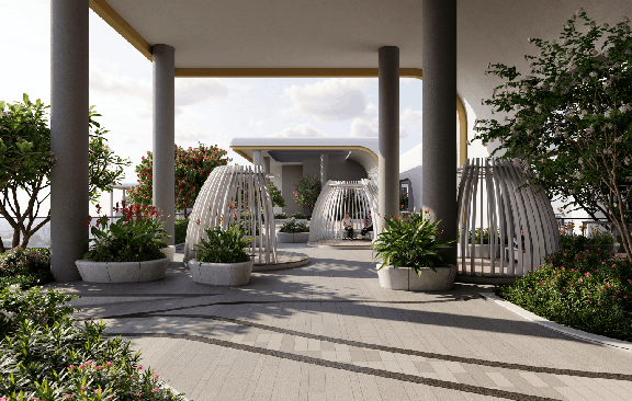 Relaxing Seating Area in Sky Garden - The Cascades Neopolis Residential Project