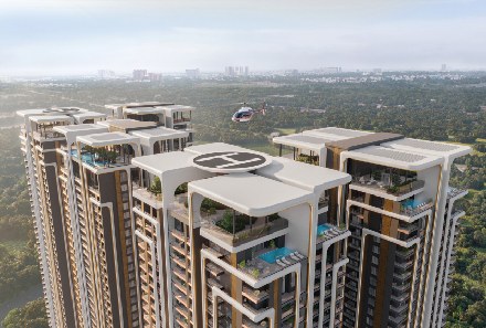 Helipad facility and luxury aerial access amenities at The Cascades Neopolis